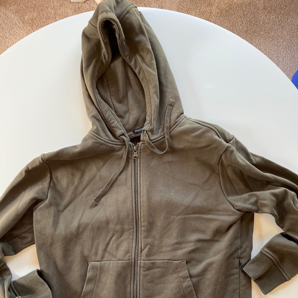 Banana Republic Mens Full-Zip Dress Hoodie - Size Medium - Color Olive Green